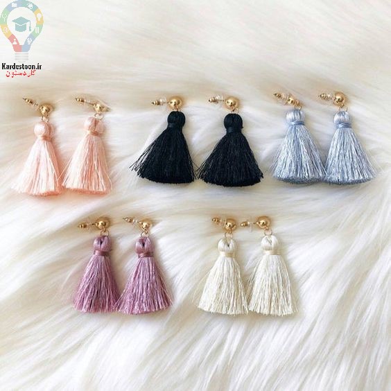 آموزش ساخت گوشواره رشته ای کاموایی+ تصاویر