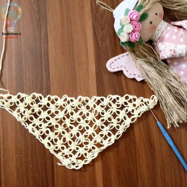بافت شال عنکبوتی چهار گوش با گره + مرحله به مرحله