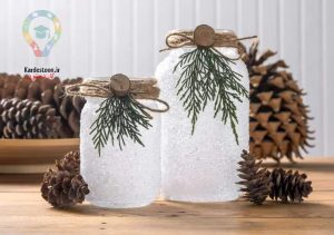 ایده چراغ‌های شیشه‌ای میسون با برف مصنوعی برای کریسمس!
